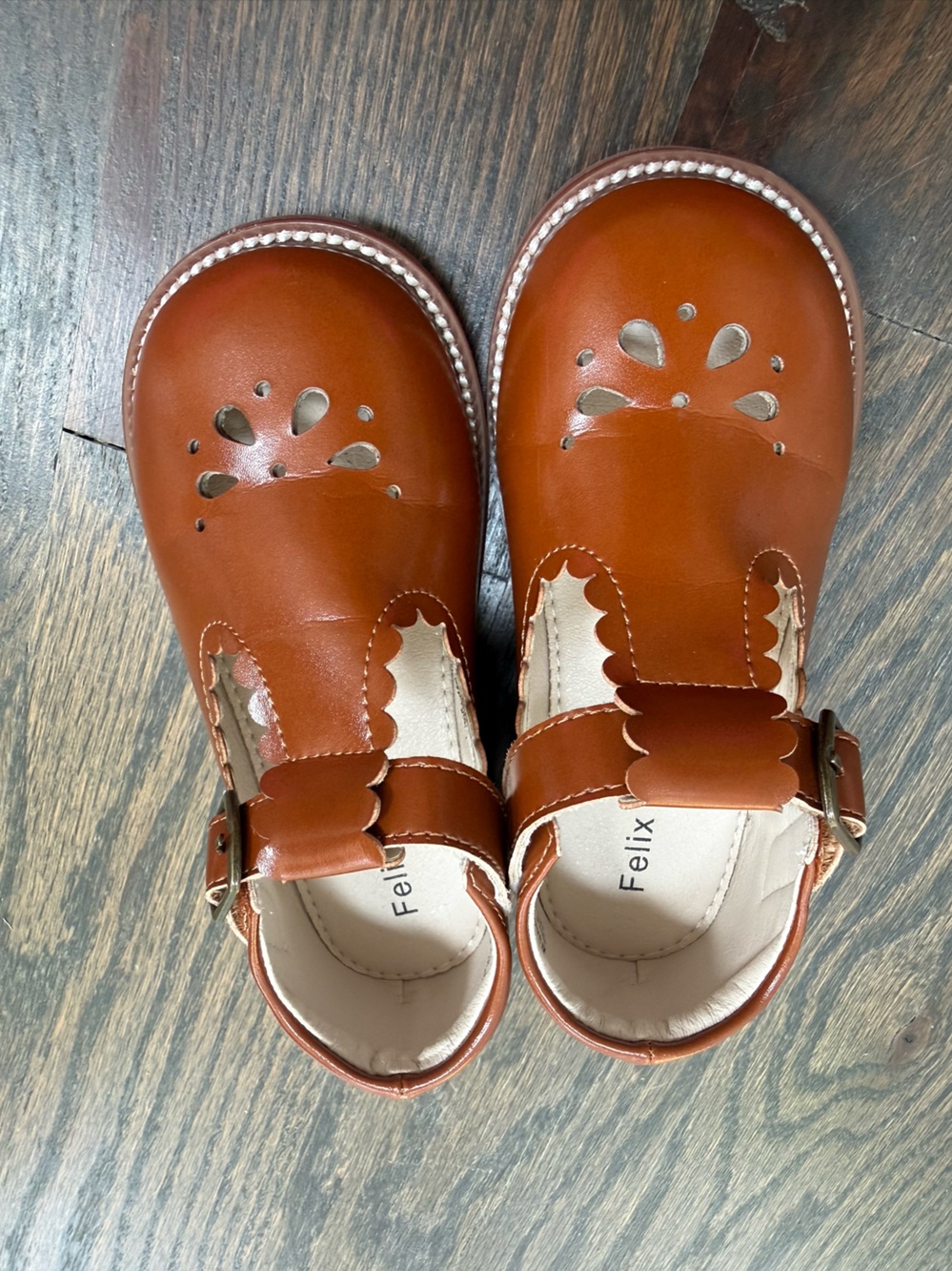 Kids Brown Leather Mary Jane Shoes
